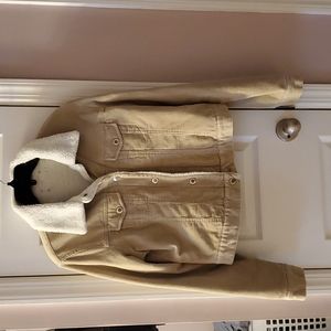 Finesse corduroy sherpa jacket button front size medium color tan